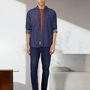 Louis Philippe Men's Smart Fit Stretch Fabric for Comfort Premium Wash Aesthetic Authentic Twill and Durable Jeans