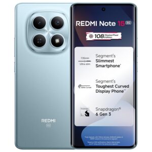REDMI Note 15 5G (Glacier Blue, 8GB RAM 256GB Storage) | 108MP OIS Camera | Snapdragon 6 Gen 3 | 17.2cm Tough Curved AMOLED Screen | 5520mAh Battery | 45W Fast Charging